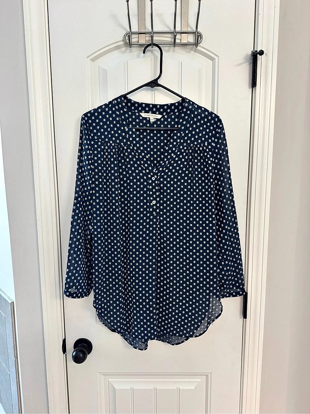 Women's Polka Dot Blouse in Blue & White